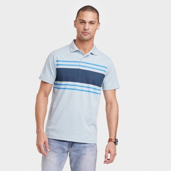 Goodfellow & Co Men Standard Short Sleeve Performance Polo Shirt - Blue, Small - Picture 1 of 1